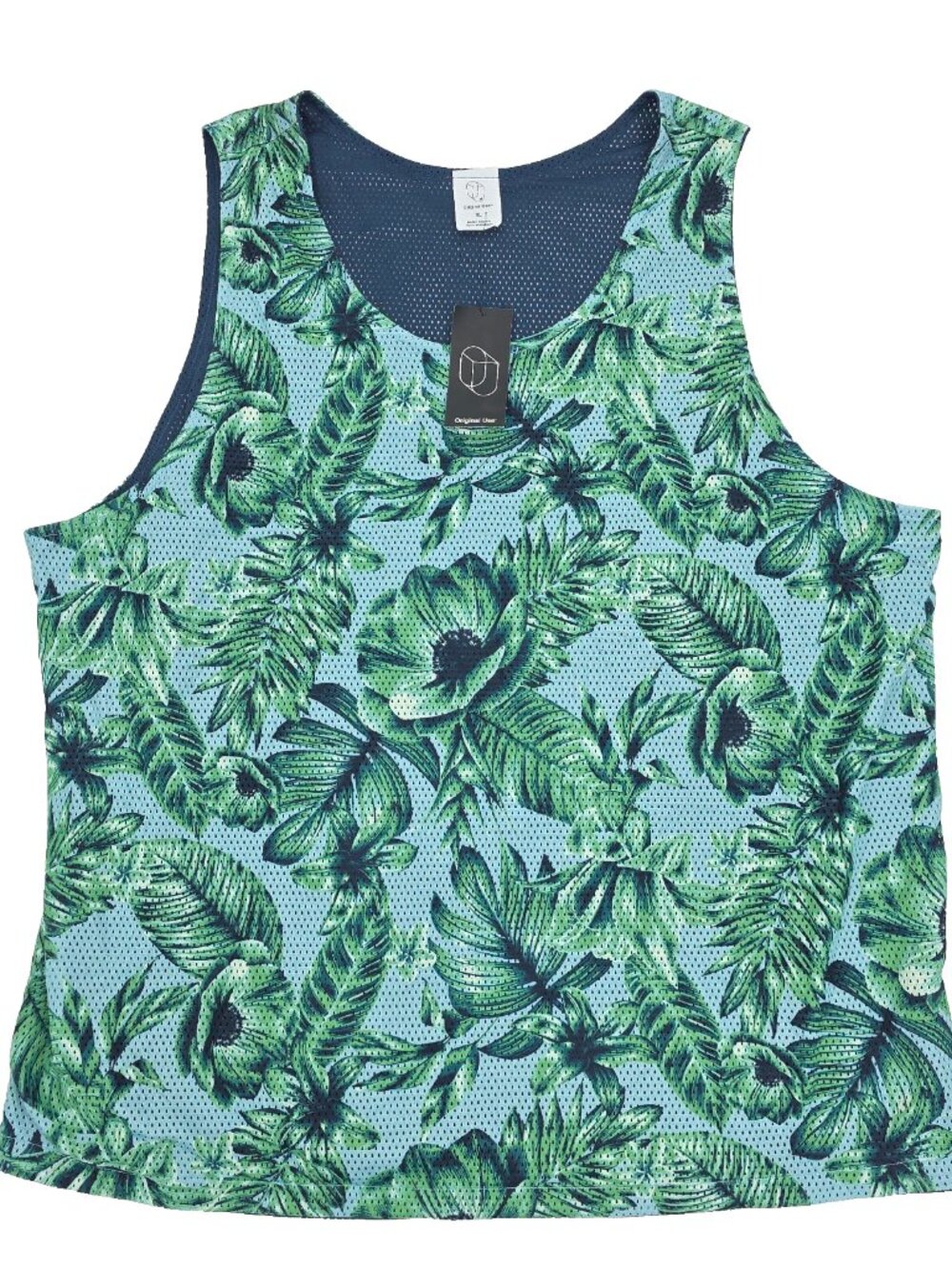 Original Use Tank Top Shirt Mens XL Green Tropical Mesh Jersey Floral Print
